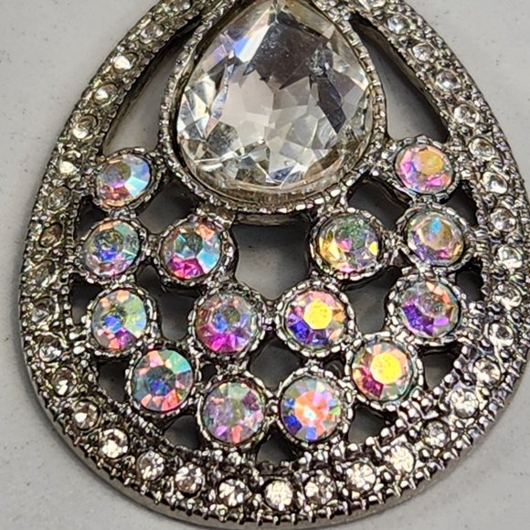 AB Irridescent Drop Earrings Teardrop Shape Post - Picture 3 of 8